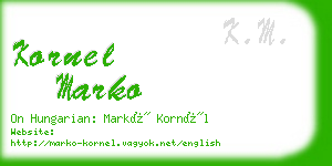 kornel marko business card